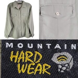 Mountain Hardwear Vented Fishing Shirt  Womens Medium Tan Button Up Ripstop